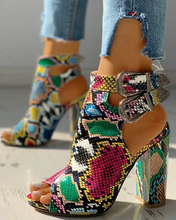 Carregar imagem no visualizador da galeria, SAPATOS DE SALTO SNAKE MODAS | OUSADO / CONFORTÁVEL | PRIMAVERA OUTONO