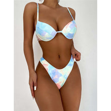 Carregar imagem no visualizador da galeria, BIQUINI E LINGERIE TIE DYE | CONJUNTO PARA MULHERES ELEGANTES | SUTIÃ DE PELÚCIA E COPA