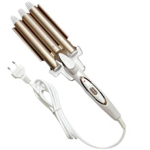 Carregar imagem no visualizador da galeria, MÁQUINA PROFISSIONAL DE CURLING ELÉTRICA | BARRIL TRIPLO COM BOTÃO DE PRESSÃO
