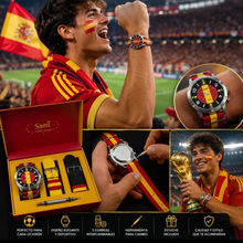 Cargar imagen en el visor de la galería, SET ESTUCHE RELOJ UNISEX ESPAÑA MUNDIAL | 3 CORREAS INTERCAMBIABLES

