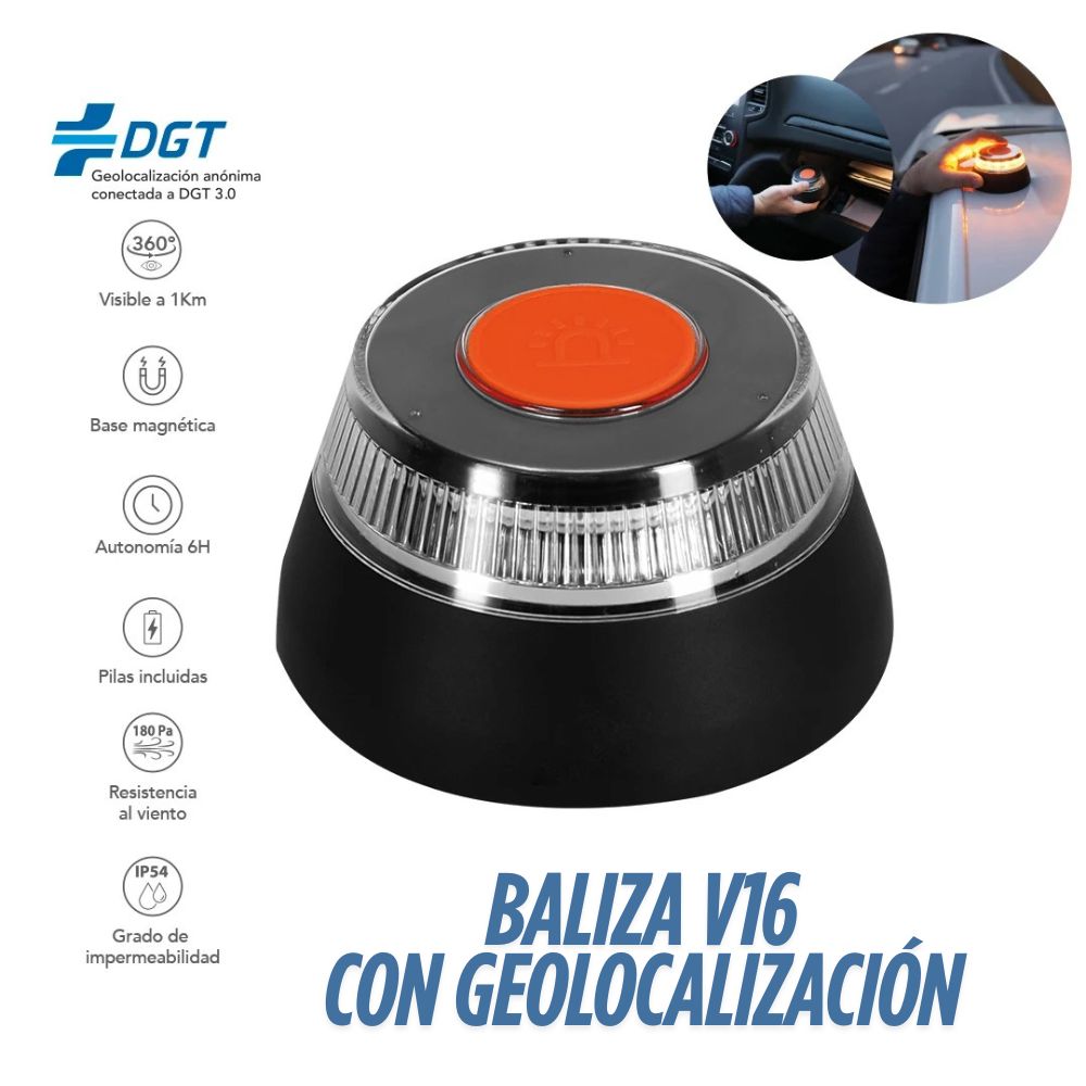 BALIZA V16 PARA COCHE CON GEOLOCALIZACIÓN HOMOLOGADA DGT